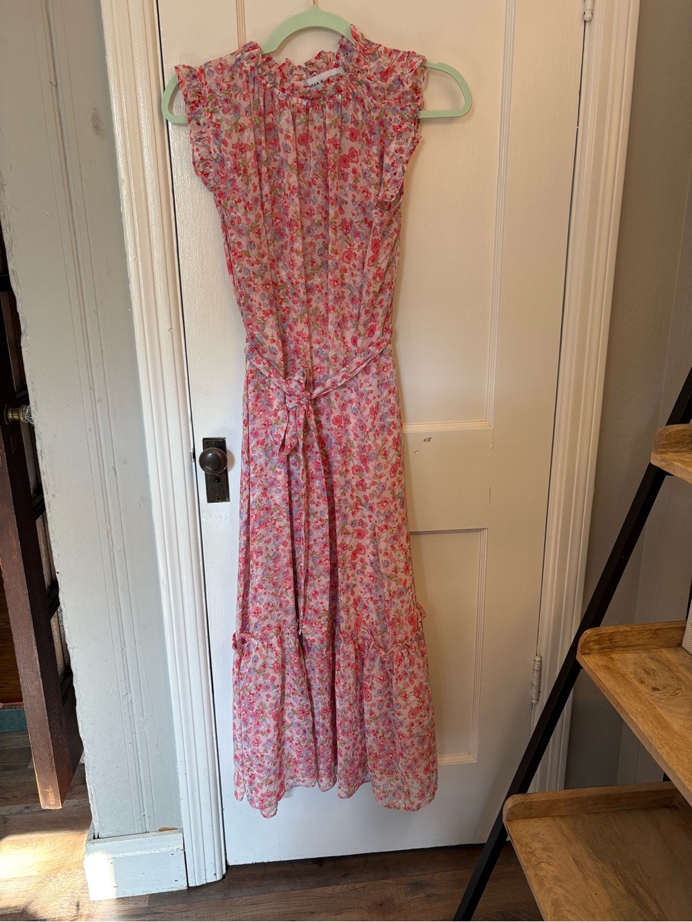 Emma & Michele Pink Floral Maxi Dress with Tie Waist